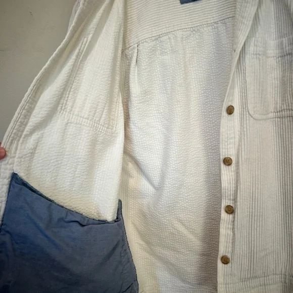 Vintage LL Bean Comfort Corduroy Long Sleeve Button Up Shirt Jacket Ivory Size S - Picture 4 of 7